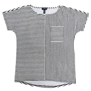 Jones New York women's black and white striped waffle knit top size S